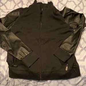 Faux leather and cotton zip up